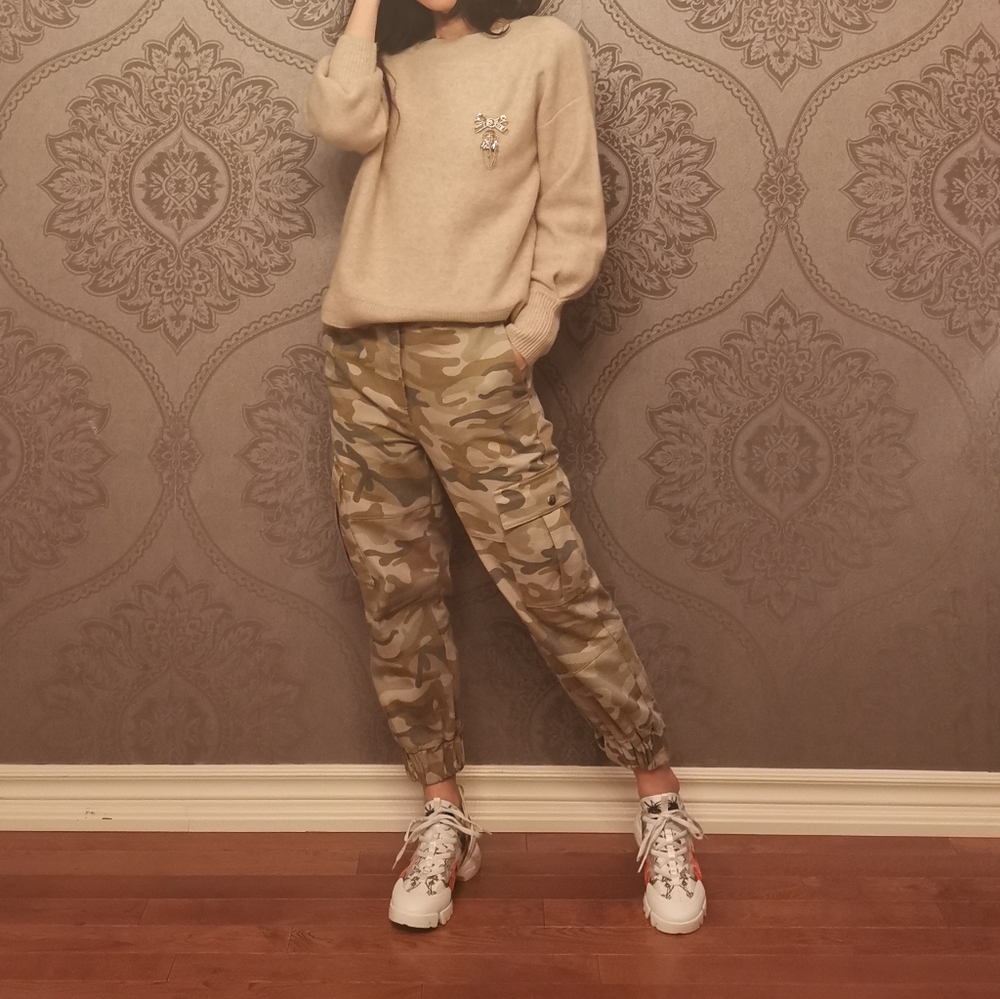 Miu Miu cargo camo jogger style trousers